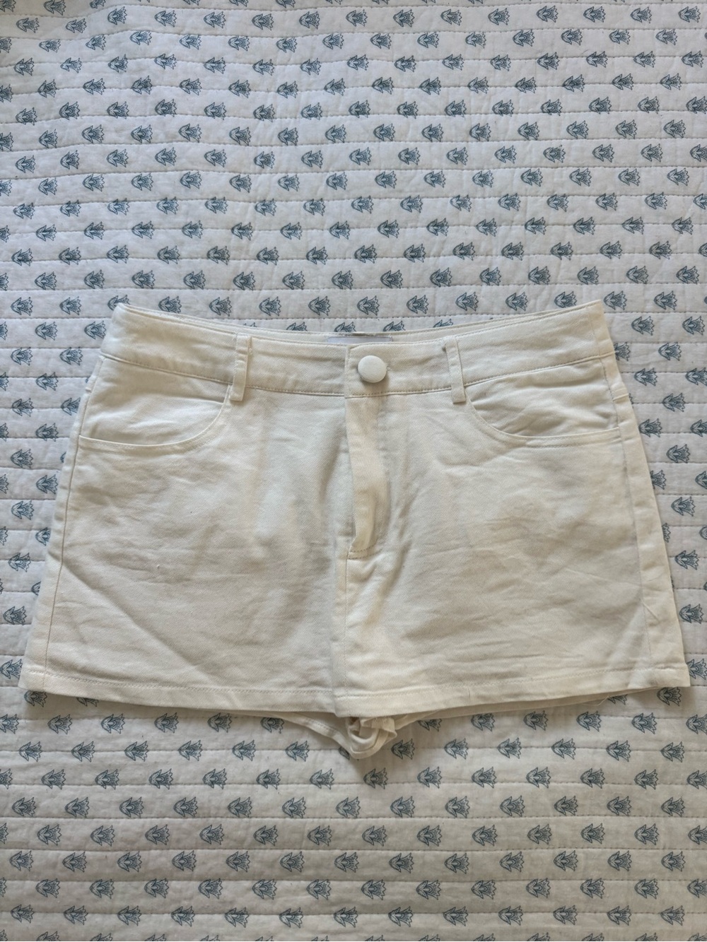 Princess Polly Cream High-Rise Denim Shorts